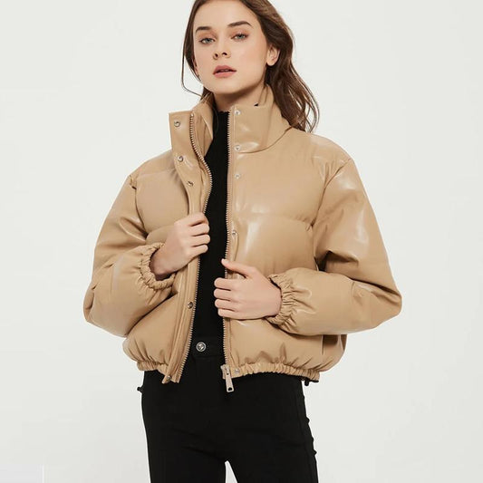 PU Leather Parka Jacket