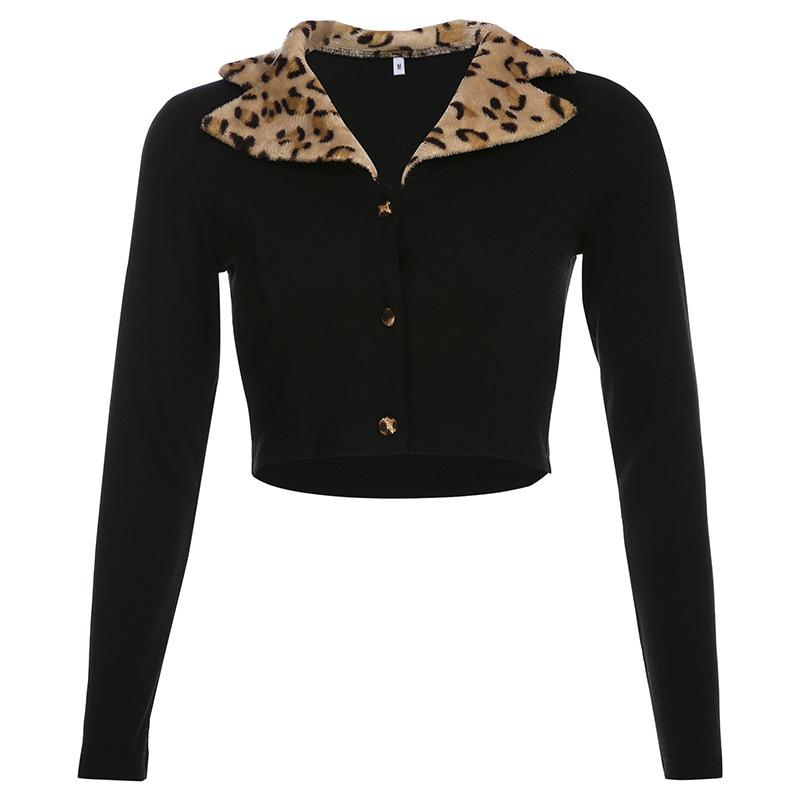 Leopard Faux fur knitted blouse