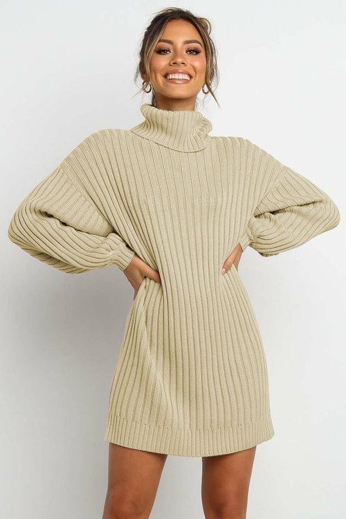 Turtleneck Balloon Sleeve Dress