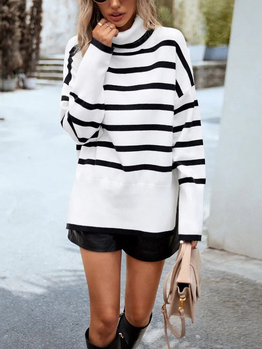 Stripe Knitted Turtleneck.