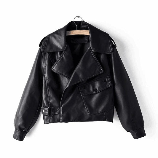 Leather Jacket Turndown Collar- PU