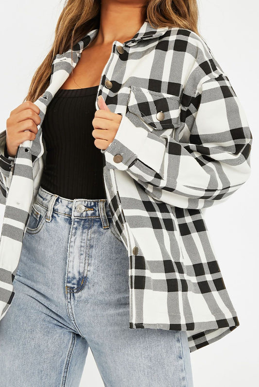 Black and White Check Shacket