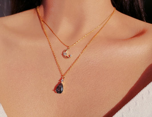 Moon Layered Necklace 18K gold Plated