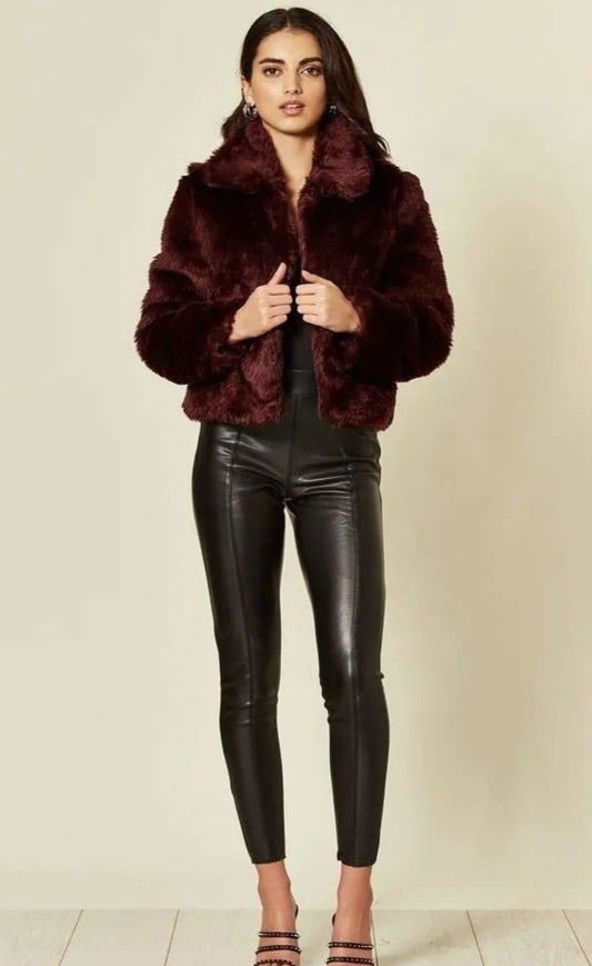 Faux Fur Cropped Aviator Bomber