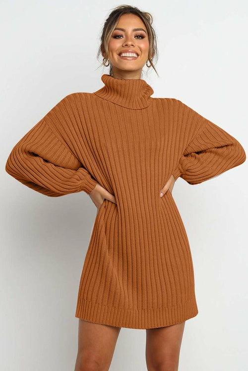 Turtleneck Balloon Sleeve Dress