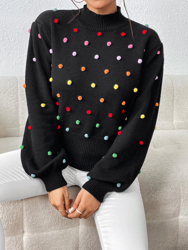 Color Beaded Knitwear Sweater