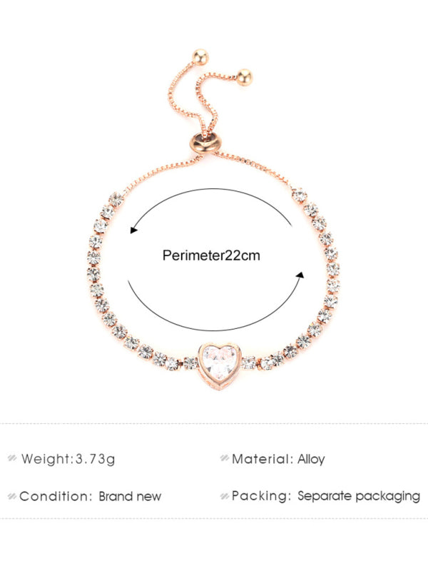 Rose Gold Heart Zircon Bracelet