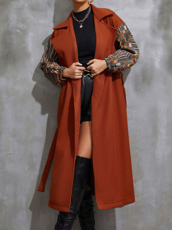 Collared Overcoat With Patchwork