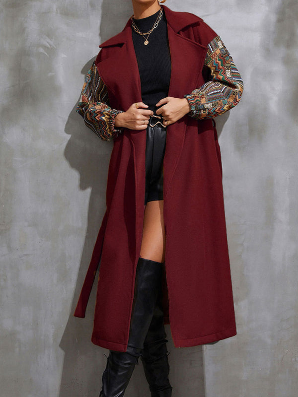 Collared Overcoat With Patchwork