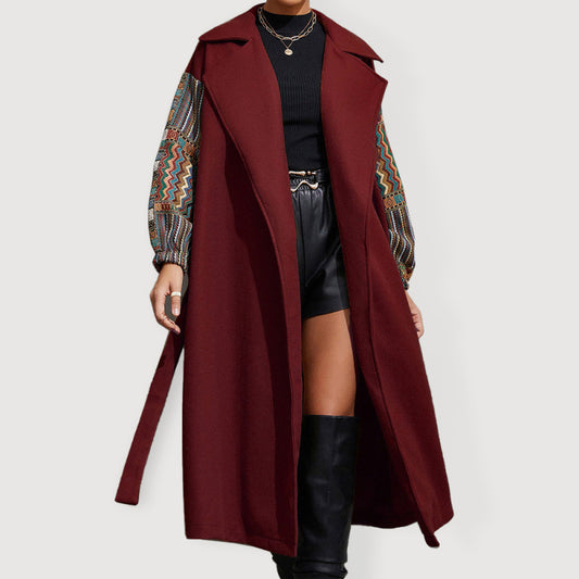 Collared Overcoat With Patchwork