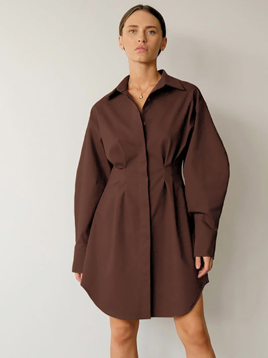 Point Collar Shirtdress