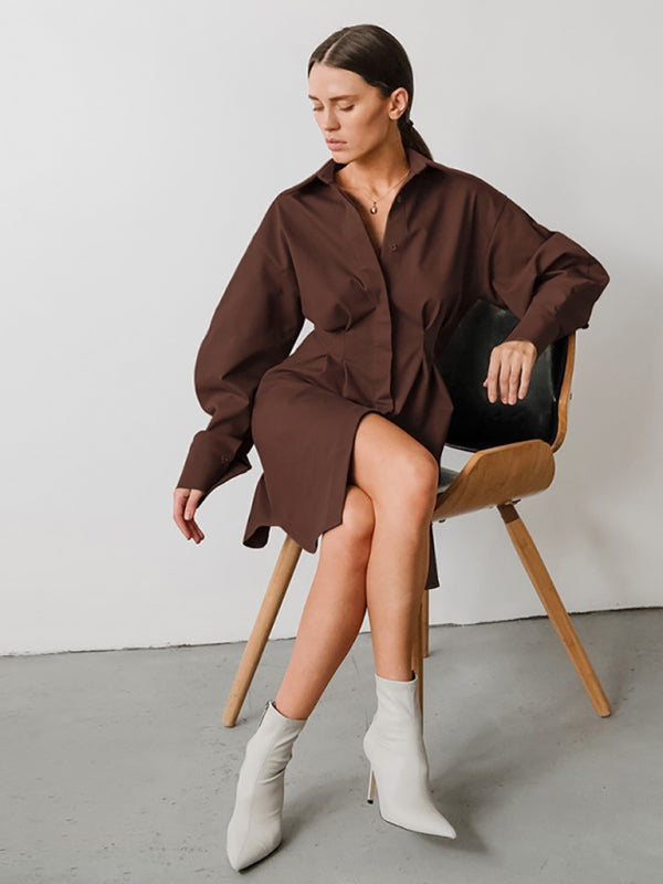 Point Collar Shirtdress