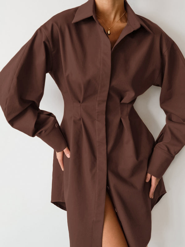 Point Collar Shirtdress