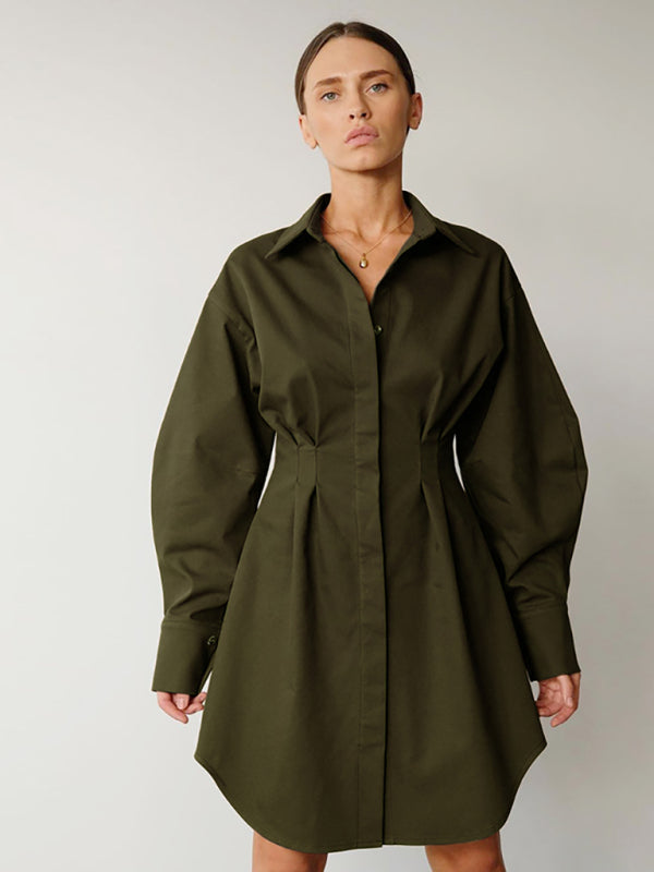 Point Collar Shirtdress