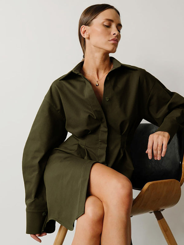 Point Collar Shirtdress