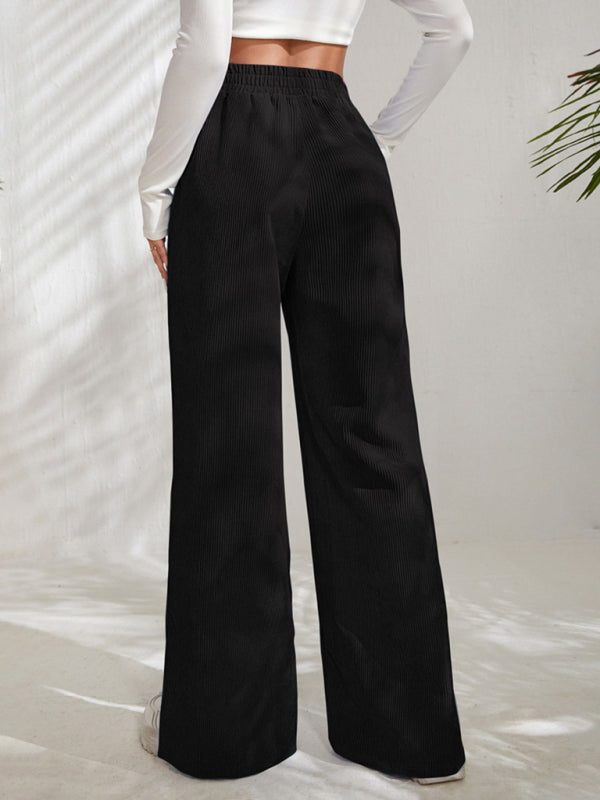 Waistband Corduroy Wide Leg Slit