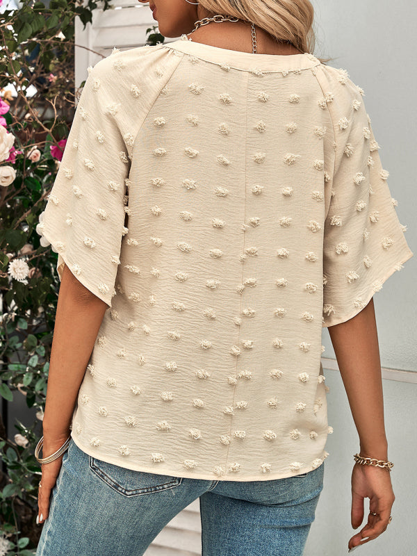 V-neck Clip Dot Blouse