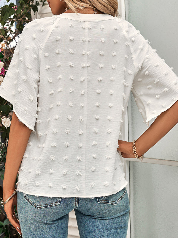 V-neck Clip Dot Blouse