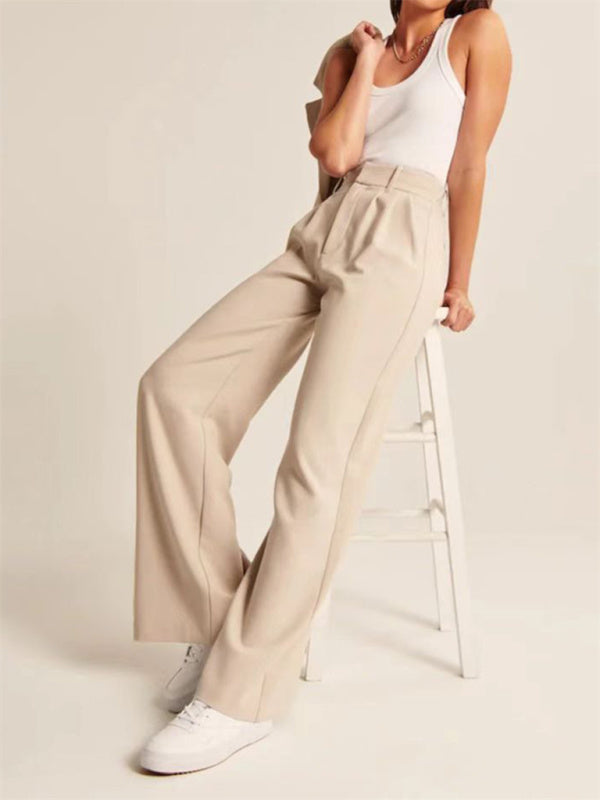 Wide-leg casual suit pants