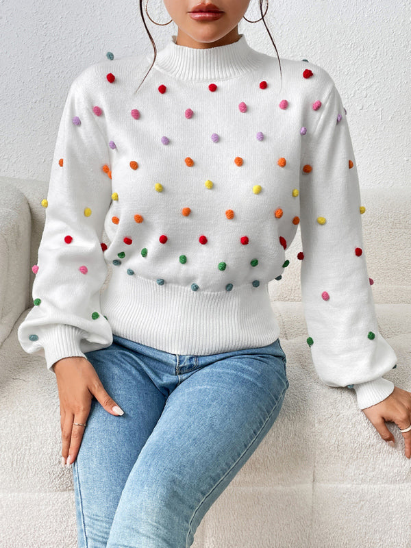 Color Beaded Knitwear Sweater