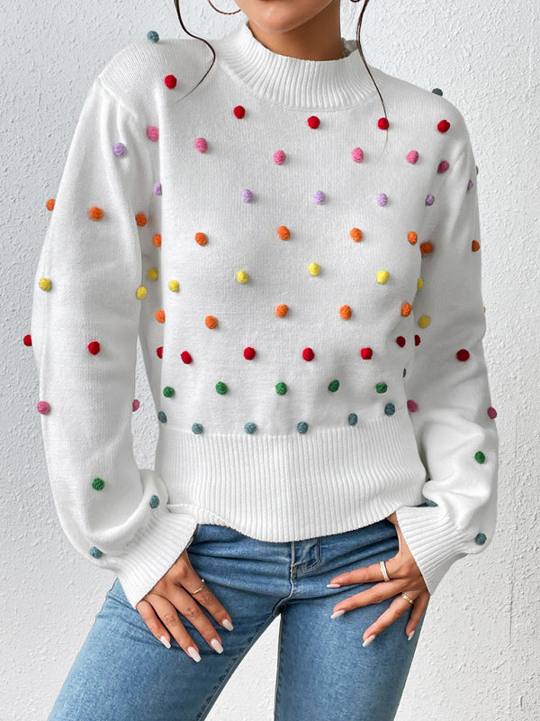 Color Beaded Knitwear Sweater