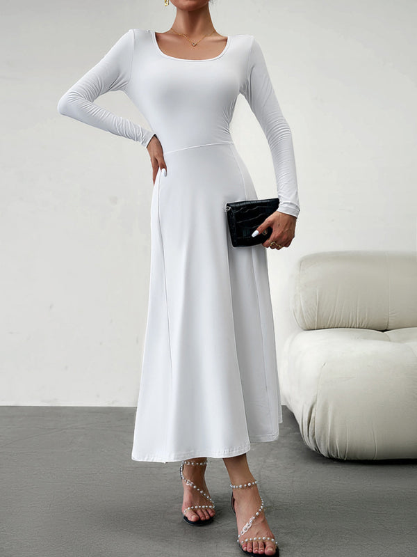 Elegant Waisted Long Sleeve Dress