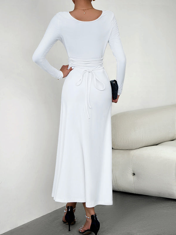 Elegant Waisted Long Sleeve Dress