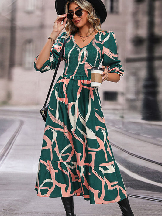 Printed Long Sleeve Dress