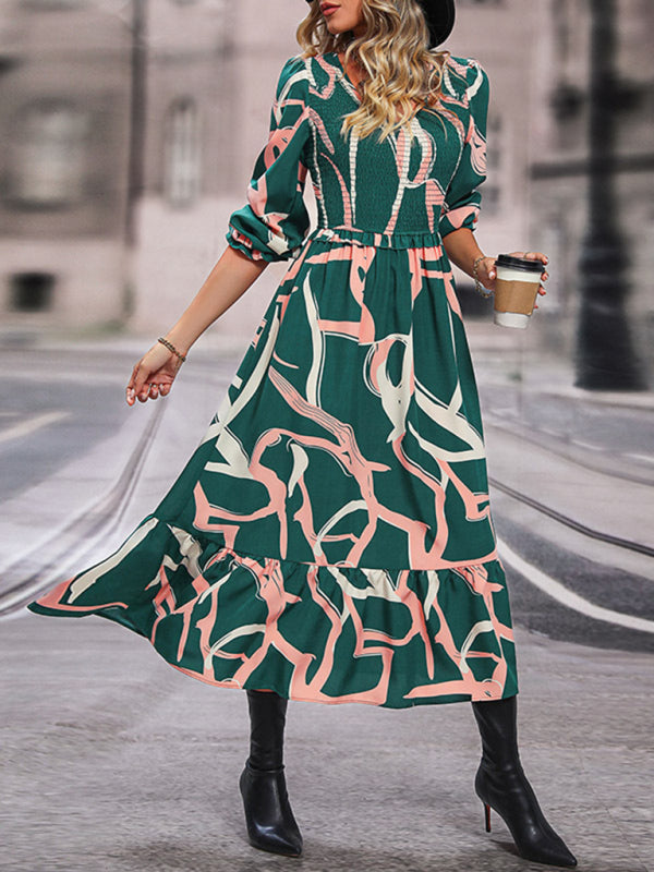 Printed Long Sleeve Dress