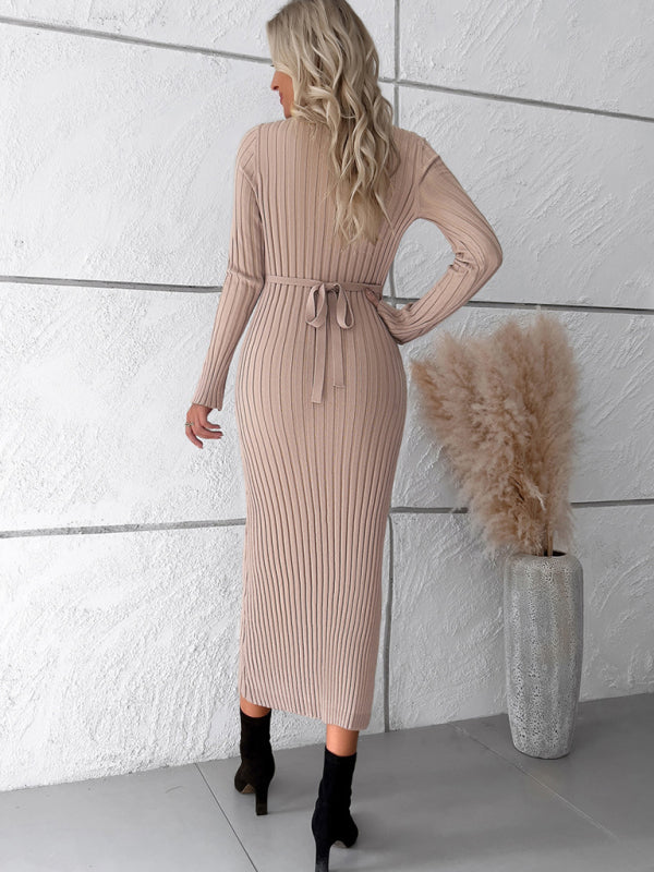 V-neck sweater dress