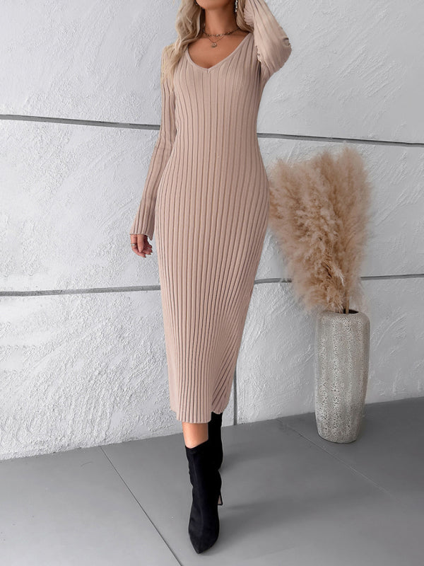 V-neck sweater dress