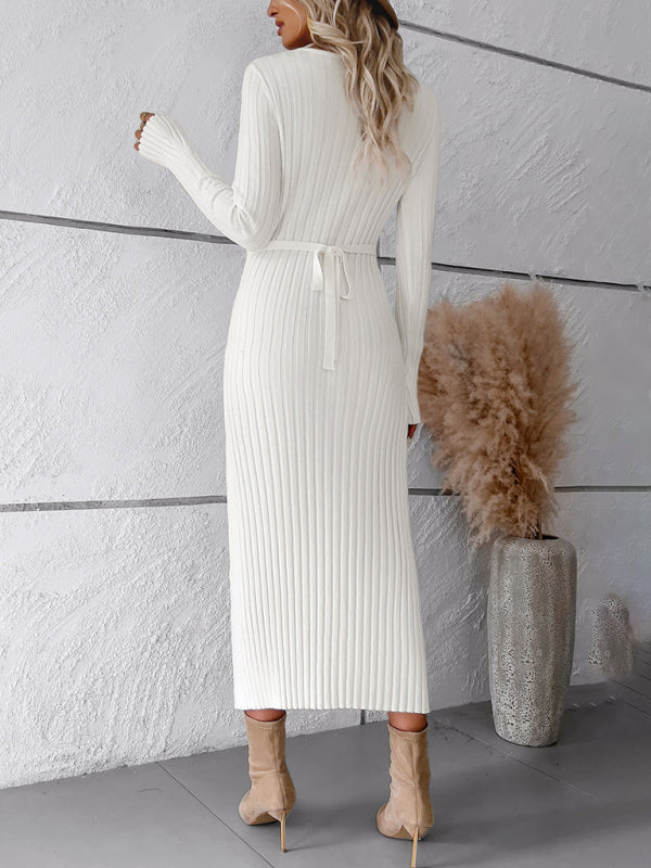 V-neck sweater dress