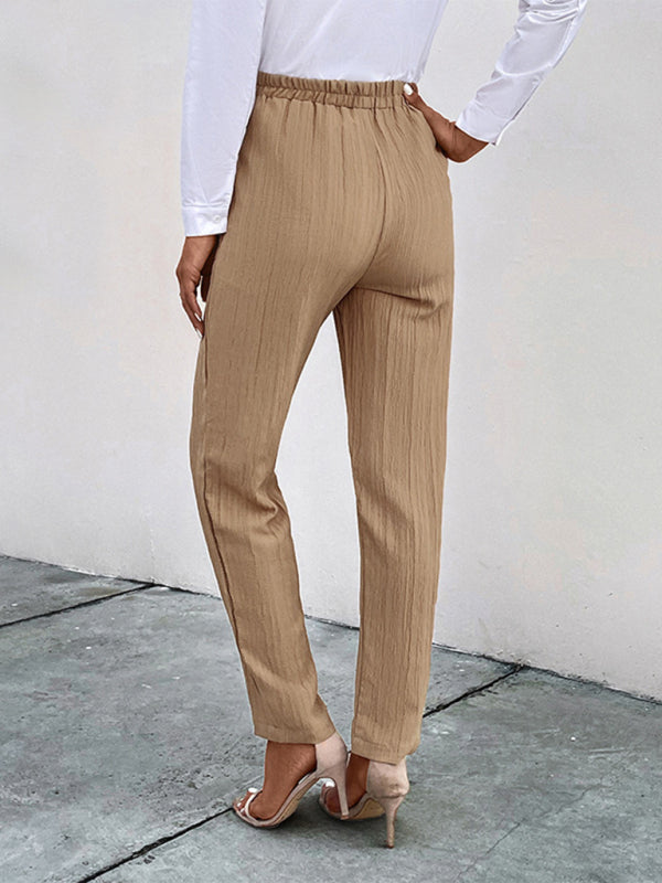 Elastic waist pleated pants