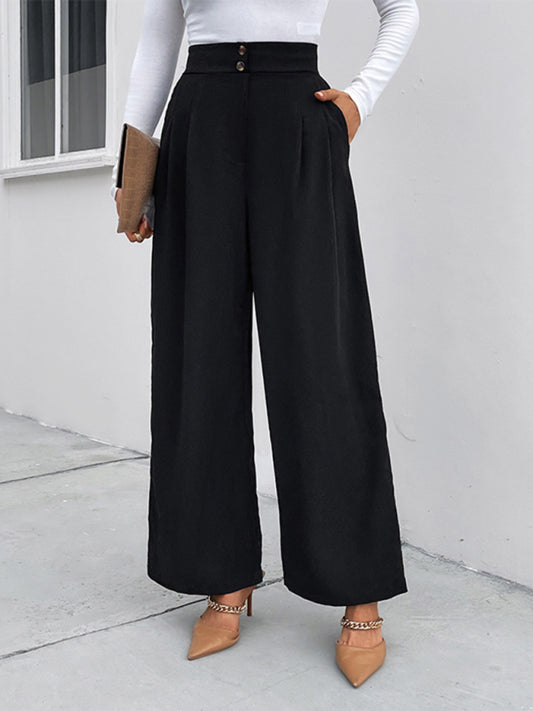 Elastic loose wide leg pants